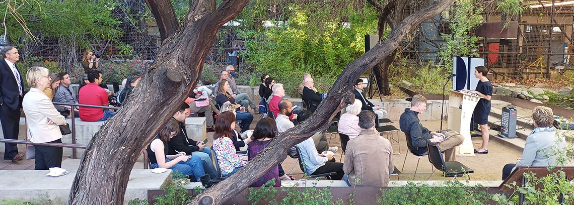 Drachman Institute outdoor gathering and presentation